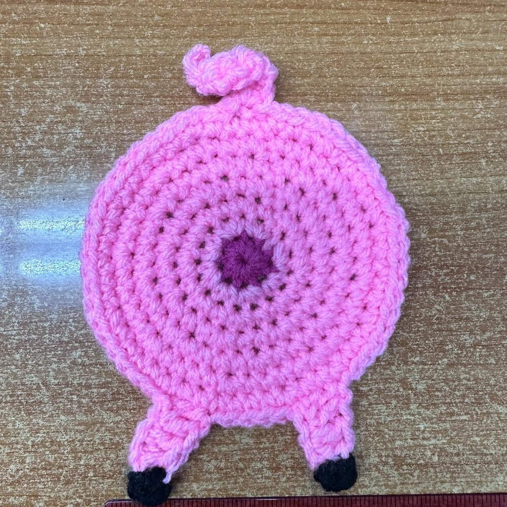 Handmade Coaster Set of 4 Pig NEW